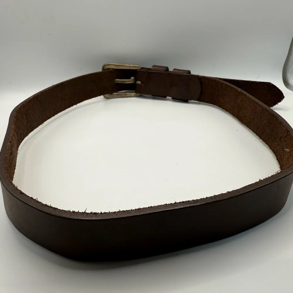Unbranded Men’s Brown Leather Belt Size 31–33 Solid Brass Buckle Argentina